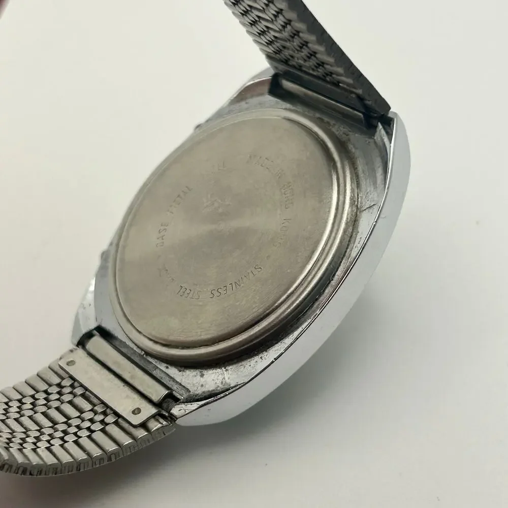 Vintage 1980s Cronoalarm Silver St. Steel Digital Quartz Watch New Battery